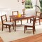 Set of 2 Rattan Back Dining Chairs with Padded Seats and Wooden Frame for Kitchen or Dining Room